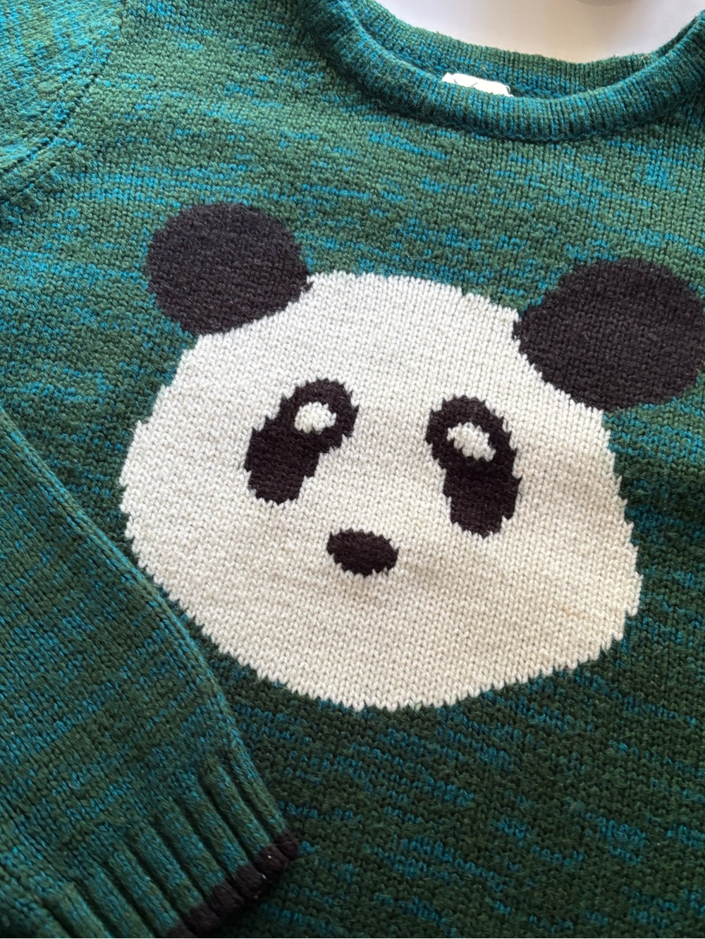 Panda sweater YUMI KNITWEAR medium US 6/8 green black white